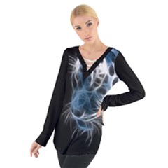 Ghost Tiger Women s Tie Up Tee by Brittlevirginclothing