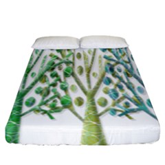 Magical Green Trees Fitted Sheet (king Size) by Valentinaart