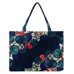 Orange And Blue Bubbles Medium Zipper Tote Bag by Valentinaart