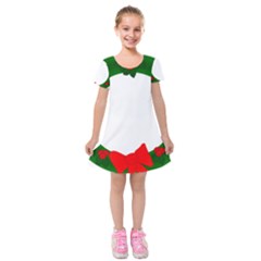 Holiday Wreath Kids  Short Sleeve Velvet Dress by Amaryn4rt