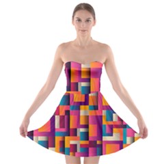 Abstract Background Geometry Blocks Strapless Bra Top Dress by Amaryn4rt