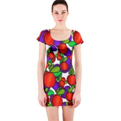 Peaches And Plums Short Sleeve Bodycon Dress by Valentinaart