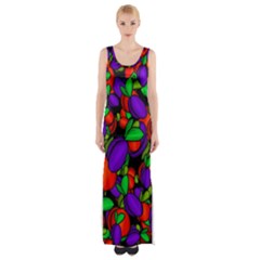 Plums And Peaches Maxi Thigh Split Dress by Valentinaart