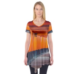 Architecture Art Bright Color Short Sleeve Tunic  by Amaryn4rt