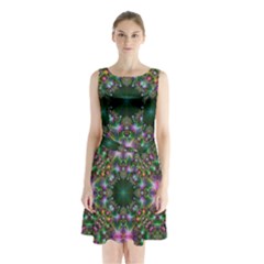 Digital Kaleidoscope Sleeveless Chiffon Waist Tie Dress by Amaryn4rt