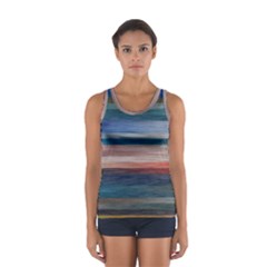 Background Horizontal Lines Women s Sport Tank Top  by Amaryn4rt