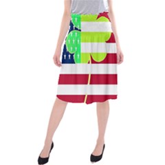 Usa Ireland American Flag Shamrock Irish Funny St Patrick Country Flag  Midi Beach Skirt by yoursparklingshop