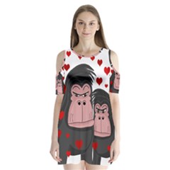 Gorillas Love Shoulder Cutout Velvet  One Piece by Valentinaart