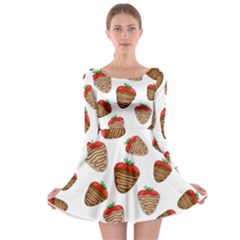 Chocolate Strawberries  Long Sleeve Skater Dress by Valentinaart