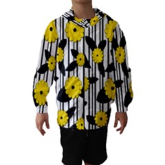 Yellow Floral Pattern Hooded Wind Breaker (kids) by Valentinaart