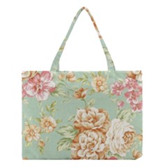 Vintage Pastel Flowers Medium Tote Bag by Brittlevirginclothing