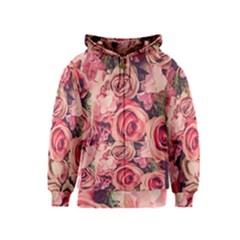 Beautiful Pink Roses  Kids  Zipper Hoodie by Brittlevirginclothing