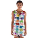 Colorful small elephants Wrap Front Bodycon Dress View1