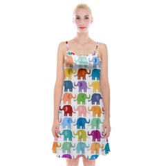 Colorful Small Elephants Spaghetti Strap Velvet Dress by Brittlevirginclothing