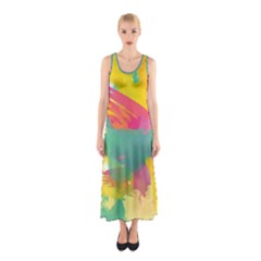 Paint Brush Sleeveless Maxi Dress by Brittlevirginclothing