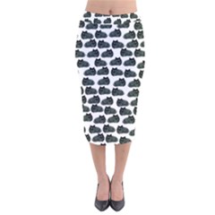 Black Cat Velvet Midi Pencil Skirt by Brittlevirginclothing