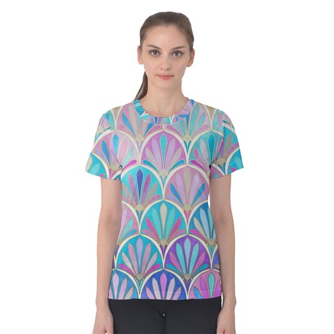 Colorful Lila Toned Mosaic Women s Cotton Tee by Brittlevirginclothing