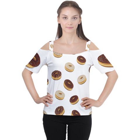 Donuts Pattern Women s Cutout Shoulder Tee by Valentinaart