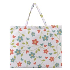 Abstract Vintage Flower Floral Pattern Zipper Large Tote Bag by Amaryn4rt