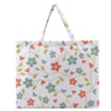 Abstract Vintage Flower Floral Pattern Zipper Large Tote Bag View1