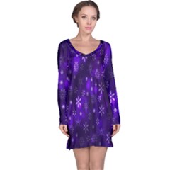 Bokeh Background Texture Stars Long Sleeve Nightdress by Amaryn4rt