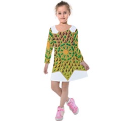 Star Pattern Tile Background Image Kids  Long Sleeve Velvet Dress by Amaryn4rt