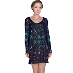 Stars Pattern Seamless Design Long Sleeve Nightdress by Amaryn4rt