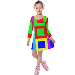 Colors Purple And Yellow Kids  Long Sleeve Velvet Dress by Amaryn4rt