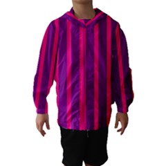 Deep Pink And Black Vertical Lines Hooded Wind Breaker (kids) by Amaryn4rt