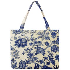 Vintage Blue Drawings On Fabric Mini Tote Bag by Amaryn4rt