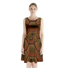 Art Psychedelic Pattern Sleeveless Chiffon Waist Tie Dress by Amaryn4rt