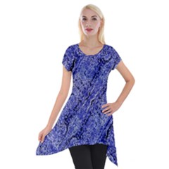 Texture Blue Neon Brick Diagonal Short Sleeve Side Drop Tunic by Amaryn4rt