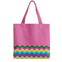 Easter Chevron Pattern Stripes Zipper Grocery Tote Bag View1