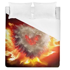 Arts Fire Valentines Day Heart Love Flames Heart Duvet Cover (queen Size) by Nexatart