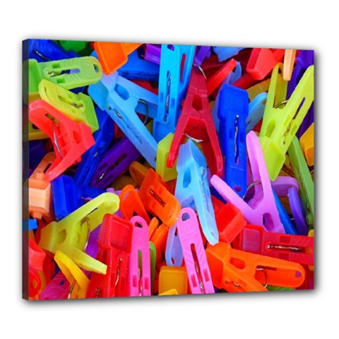 Clothespins Colorful Laundry Jam Pattern Canvas 24  X 20  by Nexatart