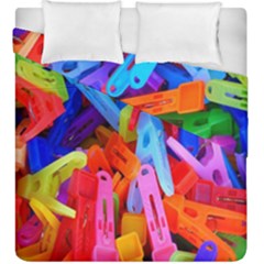 Clothespins Colorful Laundry Jam Pattern Duvet Cover Double Side (king Size) by Nexatart