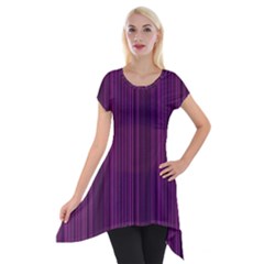 Deep Purple Lines Short Sleeve Side Drop Tunic by Valentinaart