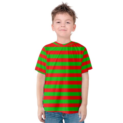 Pattern Lines Red Green Kids  Cotton Tee by Nexatart