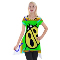 Insect Ladybug Short Sleeve Side Drop Tunic by Nexatart