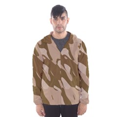 Background For Scrapbooking Or Other Beige And Brown Camouflage Patterns Hooded Wind Breaker (men) by Nexatart