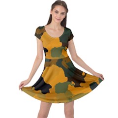 Background For Scrapbooking Or Other Camouflage Patterns Orange And Green Cap Sleeve Dresses by Nexatart