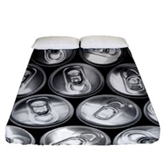 Black And White Doses Cans Fuzzy Drinks Fitted Sheet (queen Size) by Nexatart