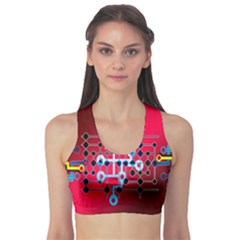 Board Circuits Trace Control Center Sports Bra by Nexatart