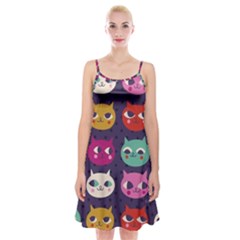 Colorful Kitties Spaghetti Strap Velvet Dress by Brittlevirginclothing