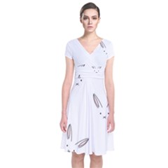 Cute Bunnies Short Sleeve Front Wrap Dress by Brittlevirginclothing