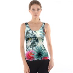 Grey Flowers Tank Top by Brittlevirginclothing