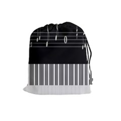 Piano Keyboard With Notes Vector Drawstring Pouches (large)  by Nexatart