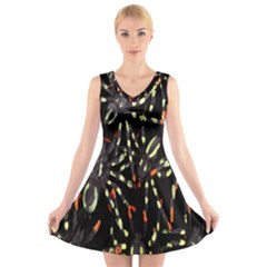 Spiders Background V-neck Sleeveless Skater Dress by Nexatart