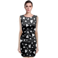 Black And White Hearts Pattern Classic Sleeveless Midi Dress by Valentinaart