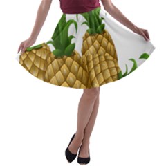 Pineapples Tropical Fruits Foods A-line Skater Skirt by Nexatart